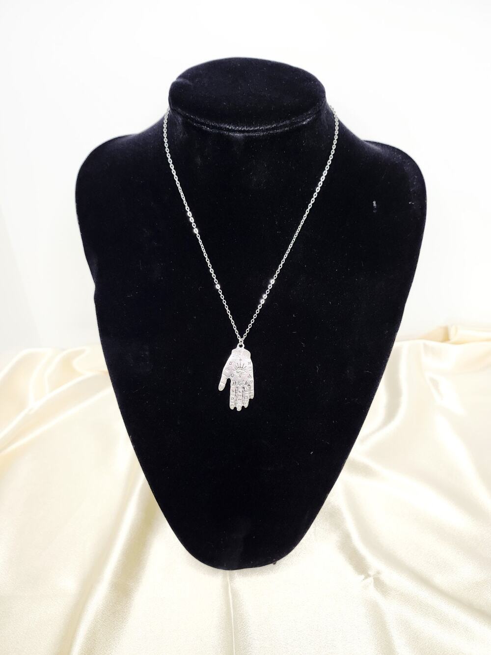 Bracelets of Life Palmistry Necklace Silver Tarot Hand Pendant 18"